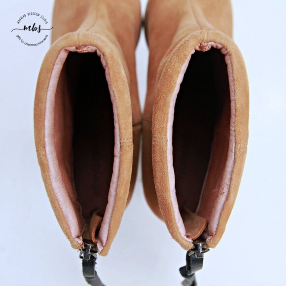 Jeffrey Campbell Rumble Suede Block Heeled Booties Tan Women 8 - Picture 11 of 16